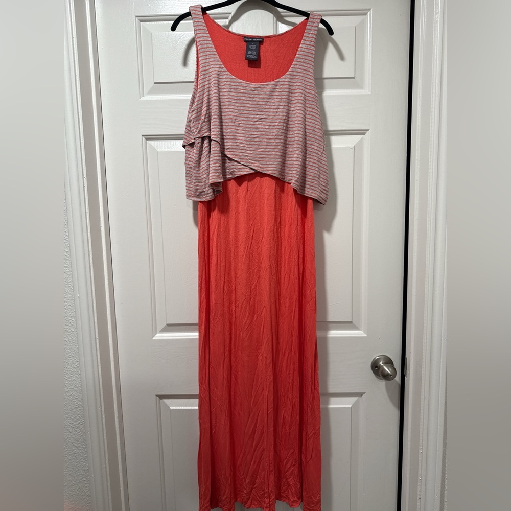 Chelsea & Theodore Gray and Coral Sleeveless Maxi Dress